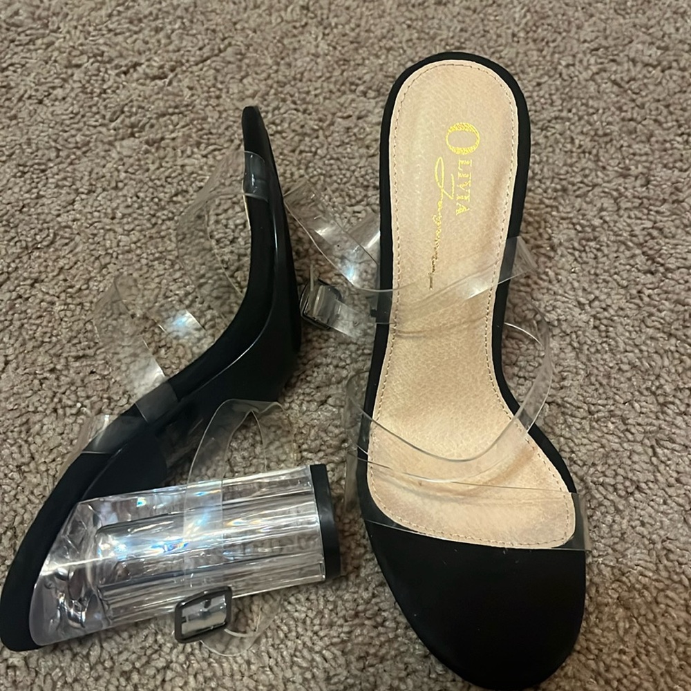 Clear Chunky Block  Heels for Women sz7 Olivia fargiano